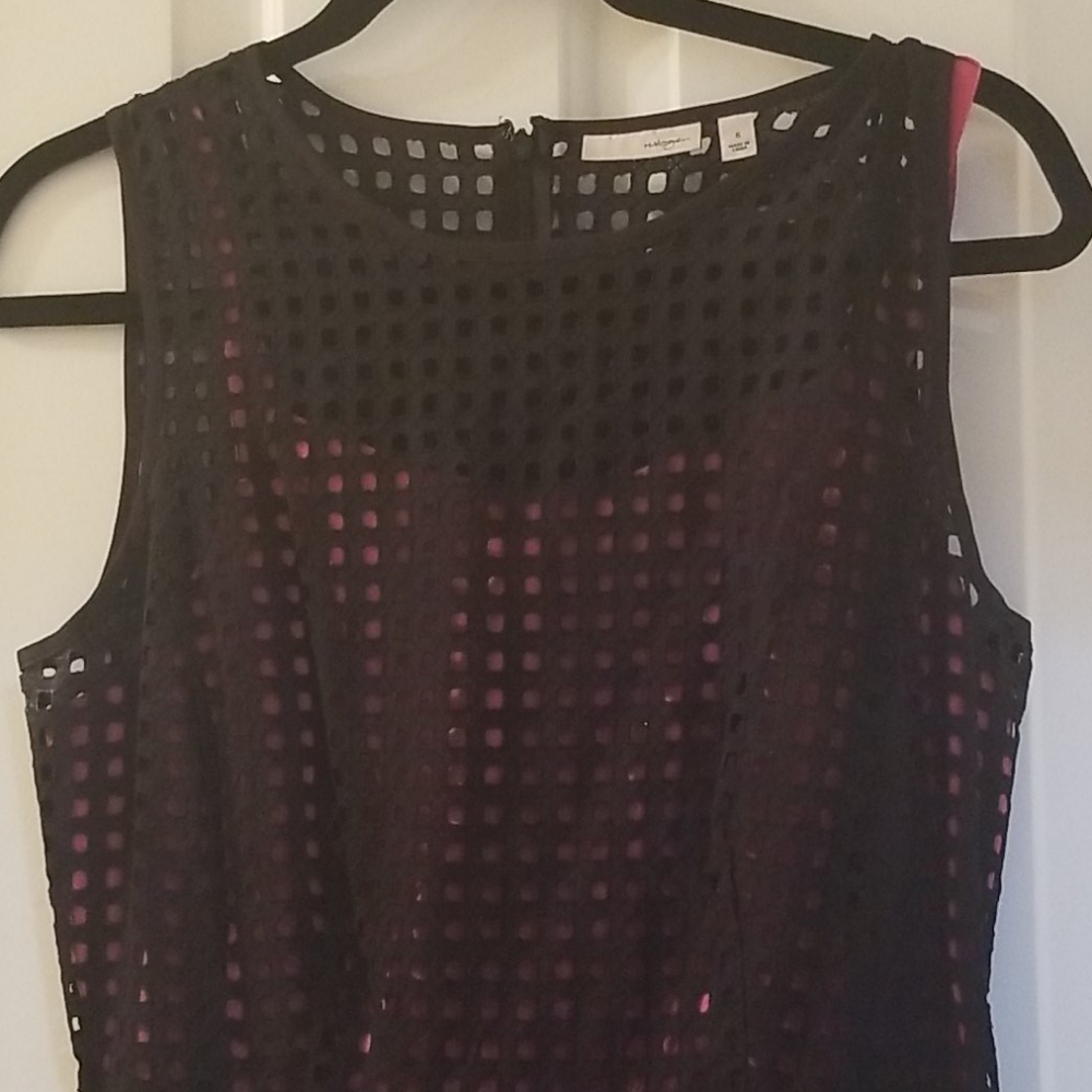 Halogen black fit and flare dress fuschia lining 6 - Picture 2 of 9